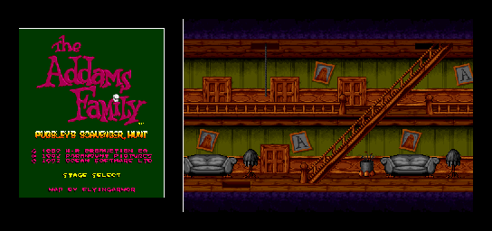Thumbnail for a map of Stage Select for the SNES game The Addams Family: Pugsley's Scavenger Hunt.