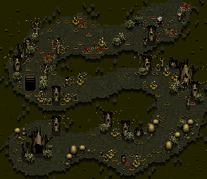 Thumbnail for a map of Swamps Dungeon 4 Entrance for the SNES game Addams Family Values.