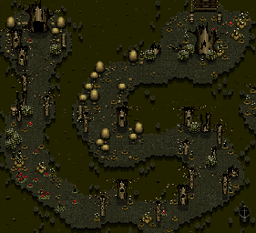 Thumbnail for a map of Swamps Stone Gardens Entrance for the SNES game Addams Family Values.