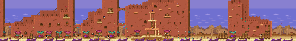 Thumbnail for a map of Stage 1: Agrabah Area 1 for the SNES game Aladdin.