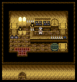 Thumbnail for a map of Bazaar City (G) Weapons Shop for the SNES game Arabian Nights: Sabaku no Seirei Ou.