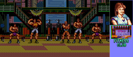 Thumbnail for a map of Fitness Club (Yuri Sakazaki) for the SNES game Art Of Fighting 2.