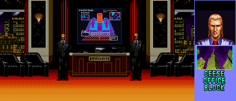Thumbnail for a map of Geese Office Block (Geese Howard) for the SNES game Art Of Fighting 2.