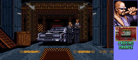 Thumbnail for a map of Parking Garage (Mr. Big) for the SNES game Art Of Fighting 2.