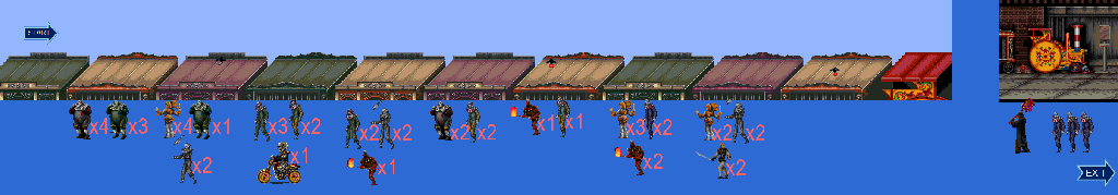 Thumbnail for a map of Scene 6: Circus Train for the SNES game Batman Returns.