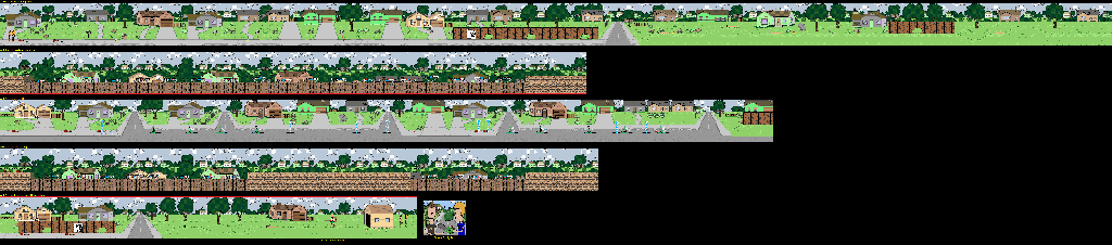 Thumbnail for a map of Streets Of Highland for the SNES game Beavis And Butt-Head.