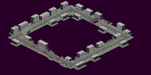 Thumbnail for a map of Course 1: City Round 1: Square Town for the SNES game Biker Mice From Mars.