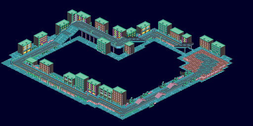Thumbnail for a map of Course 1: City Round 2: Broken Overpass for the SNES game Biker Mice From Mars.