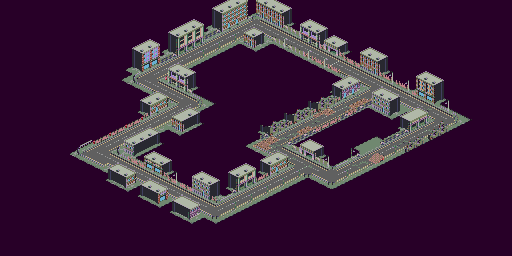 Thumbnail for a map of Course 1: City Round 4: Twin Road City for the SNES game Biker Mice From Mars.