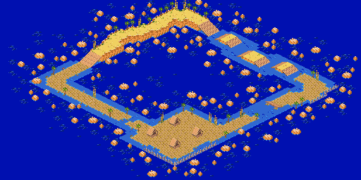 Thumbnail for a map of Course 2: Island Round 3: Dr. Ino's Island for the SNES game Biker Mice From Mars.