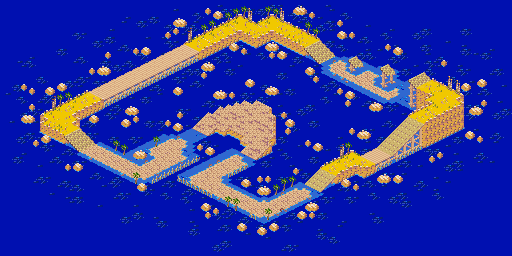 Thumbnail for a map of Course 2: Island Round 5: Big Rock Island for the SNES game Biker Mice From Mars.