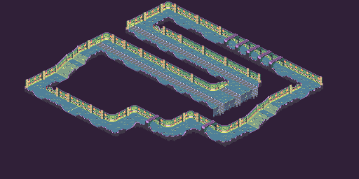 Thumbnail for a map of Course 3: Sewerage Round 4: Black Falls for the SNES game Biker Mice From Mars.