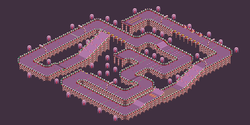 Thumbnail for a map of Course 5: Fortress Round 6: Mars Base for the SNES game Biker Mice From Mars.