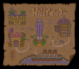 Thumbnail for a map of Hollywood (In-Game Map) for the SNES game Bonkers.