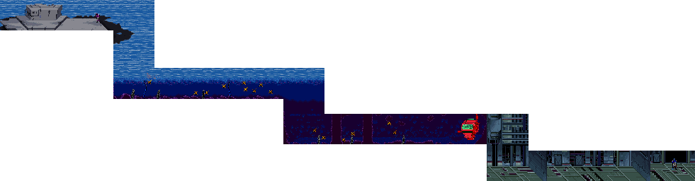 Thumbnail for a map of Scene 3: Challenge From The Bottom Of The Sea for the SNES game Captain America And The Avengers.