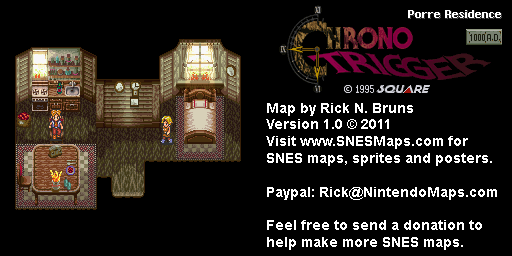Thumbnail for a map of 1000 A.D. Porre Residence for the SNES game Chrono Trigger.