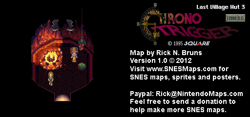 Thumbnail for a map of 12000 B.C. Last Village Hut 3 for the SNES game Chrono Trigger.