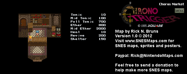 Thumbnail for a map of 600 A.D. Choras Market for the SNES game Chrono Trigger.