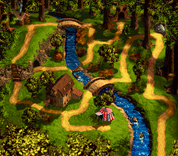 Thumbnail for a map of Kremwood Forest for the SNES game Donkey Kong Country 3: Dixie Kong's Double Trouble.
