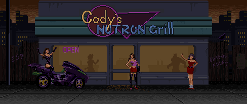 Thumbnail for a map of Cody's Nutron Grill for the SNES game Double Dragon V: The Shadow Falls.