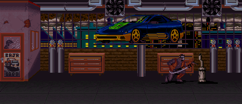 Thumbnail for a map of Dusty's Garage for the SNES game Double Dragon V: The Shadow Falls.