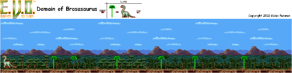 Thumbnail for a map of Age Of Dinosaurs Domain Of Brosasaurus for the SNES game E.V.O.: Search For Eden.