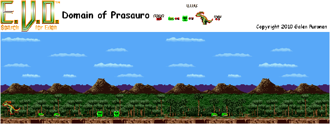 Thumbnail for a map of Age Of Dinosaurs Domain Of Prasauro for the SNES game E.V.O.: Search For Eden.