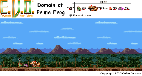 Thumbnail for a map of Age Of Dinosaurs Domain Of Prime Frog for the SNES game E.V.O.: Search For Eden.