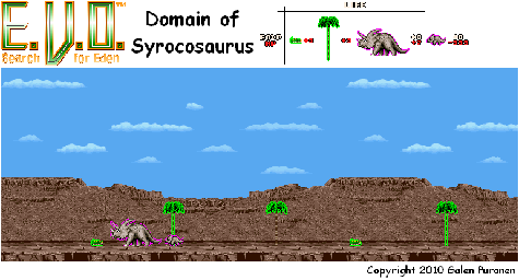Thumbnail for a map of Age Of Dinosaurs Domain Of Syrocosaurus for the SNES game E.V.O.: Search For Eden.