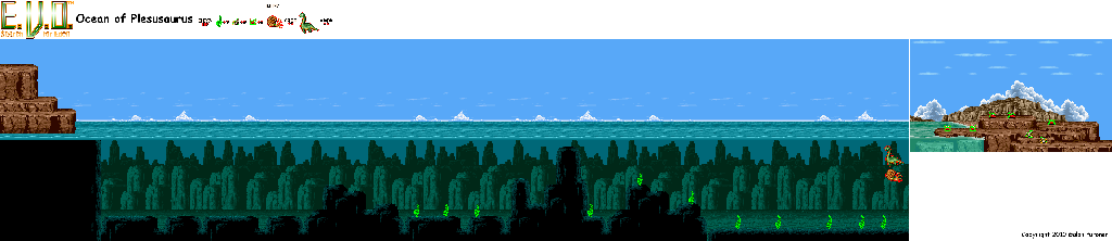 Thumbnail for a map of Age Of Dinosaurs Ocean Of Plesusaurus for the SNES game E.V.O.: Search For Eden.