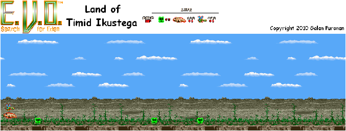 Thumbnail for a map of Early Creatures Of Land Land Of Timid Ikustega for the SNES game E.V.O.: Search For Eden.