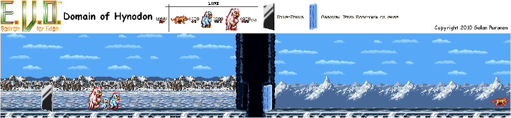 Thumbnail for a map of Ice Age Domain Of Hynodon for the SNES game E.V.O.: Search For Eden.