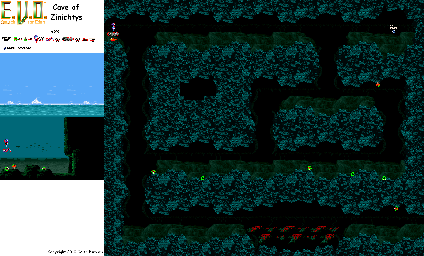 Thumbnail for a map of The World Before Land Cave Of Zinichtys for the SNES game E.V.O.: Search For Eden.