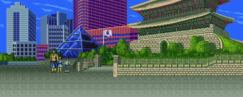 Thumbnail for a map of Seoul, Korea for the SNES game Fatal Fury 2.