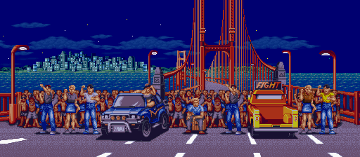 Thumbnail for a map of South Town Village Round 3 (Animated) for the SNES game Fatal Fury.