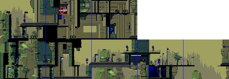 Thumbnail for a map of Level 4: Earth Earth Streets for the SNES game Flashback: The Quest For Identity.