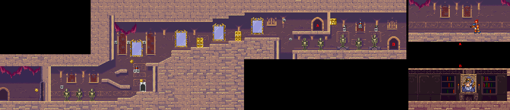 Thumbnail for a map of Stage 6: The Baron's Castle Area 2 for the SNES game The Great Circus Mystery: Starring Mickey & Minnie.