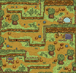 Thumbnail for a map of Mountain (Spring) (Clear) for the SNES game Harvest Moon.
