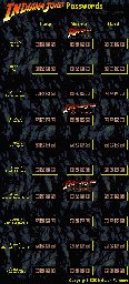 Thumbnail for a map of Passwords for the SNES game Indiana Jones' Greatest Adventures.