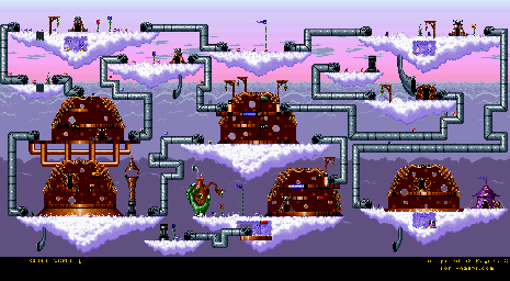 Thumbnail for a map of Cloud World 1 for the SNES game King Arthur's World.