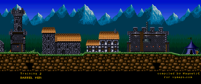 Thumbnail for a map of Training 2: Barrel Men for the SNES game King Arthur's World.