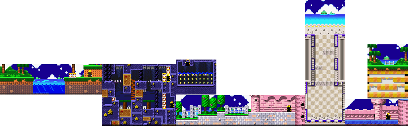 Thumbnail for a map of Spring Breeze Stage 2: Float Islands for the SNES game Kirby: Super Star.