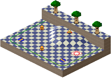 Thumbnail for a map of 1Play Game Course 1 - Hole 3 for the SNES game Kirby's Dream Course.