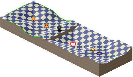 Thumbnail for a map of 1Play Game Course 1 - Hole 5 for the SNES game Kirby's Dream Course.