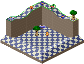 Thumbnail for a map of 1Play Game Course 1 - Hole 6 for the SNES game Kirby's Dream Course.