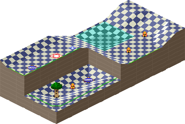 Thumbnail for a map of 1Play Game Course 1 - Hole 8 for the SNES game Kirby's Dream Course.