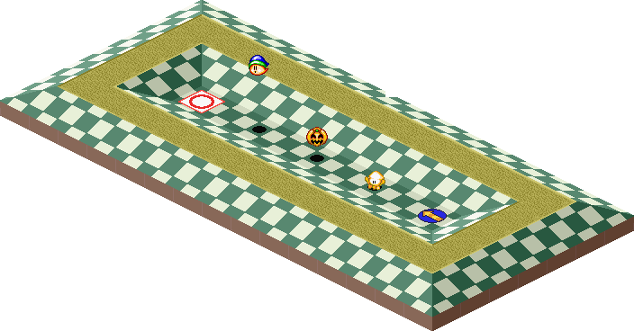 Thumbnail for a map of 1Play Game Course 2 - Hole 1 for the SNES game Kirby's Dream Course.