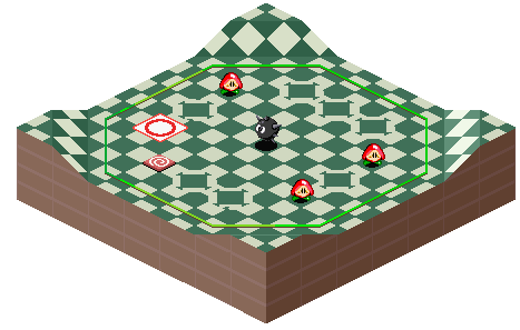 Thumbnail for a map of 1Play Game Course 2 - Hole 3 for the SNES game Kirby's Dream Course.
