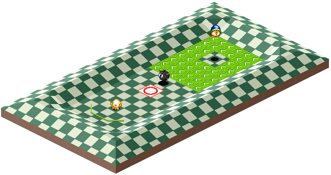 Thumbnail for a map of 1Play Game Course 2 - Hole 7 for the SNES game Kirby's Dream Course.