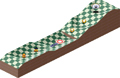 Thumbnail for a map of 1Play Game Course 2 - Hole 8 for the SNES game Kirby's Dream Course.